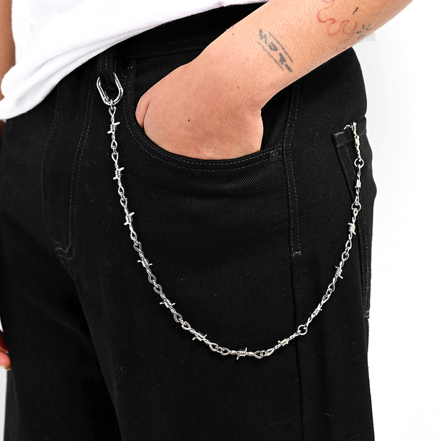 Barbed Wire Pocket Chain - Silver