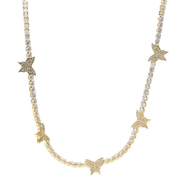 Butterfly Tennis Chain Necklace – Saint Midas