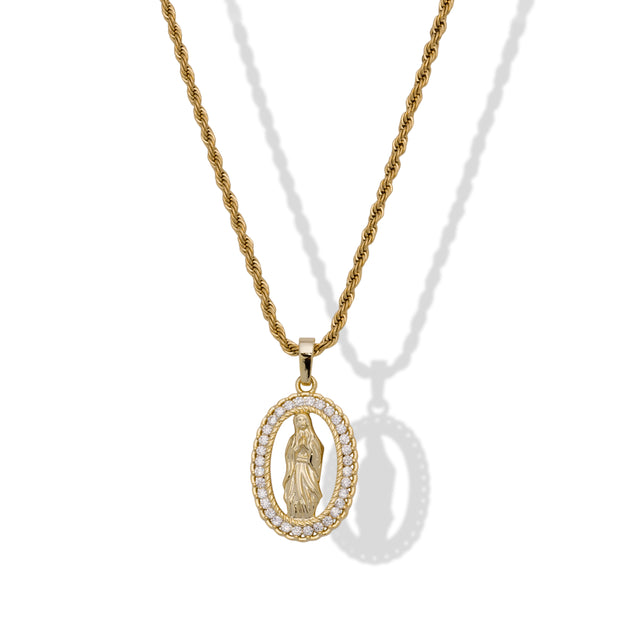 Diamond Guadalupe Pendant Necklace 20"