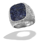 Lapis Signet Ring Italian Silver