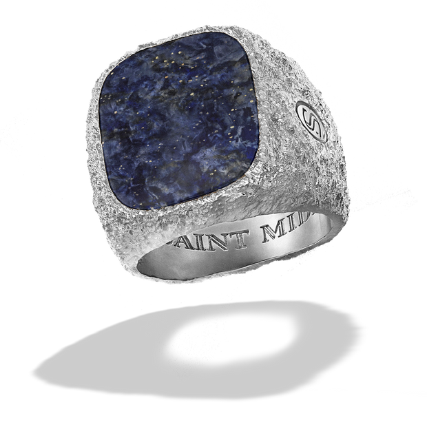 Lapis Signet Ring Italian Silver